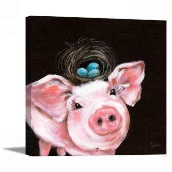 Playful Nature Canvas - Pig  15x15