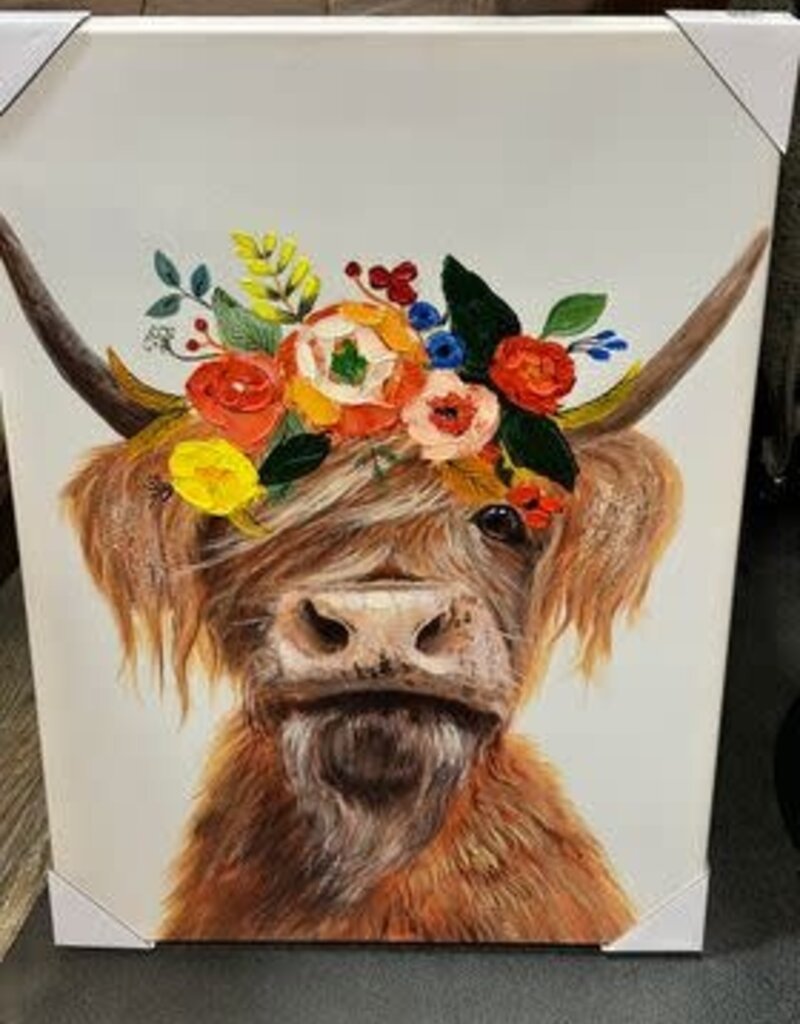 Cow W/Flower Crown Canvas