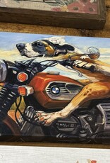 Dogs on Motorcycle Canvas 15 x 15
