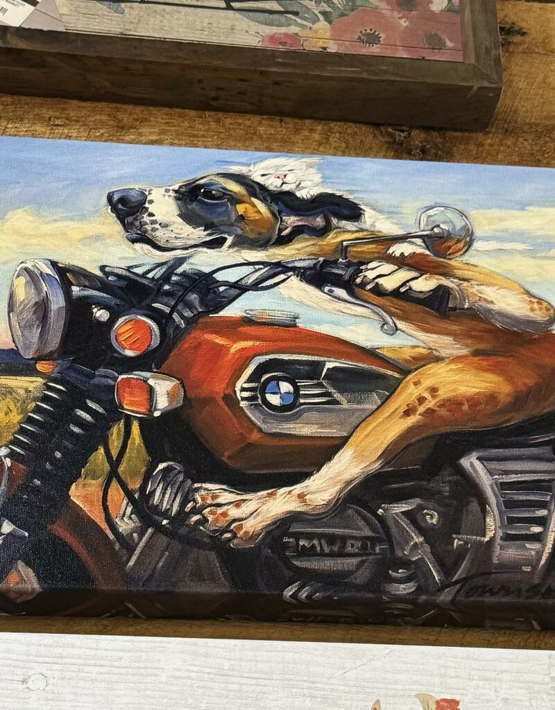 Dogs on Motorcycle Canvas 15 x 15