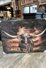 Longhorn w/US Flag Canvas