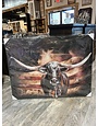 Longhorn w/US Flag Canvas