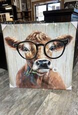 Brown Cow w/Glasses Canvas