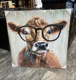 Brown Cow w/Glasses Canvas
