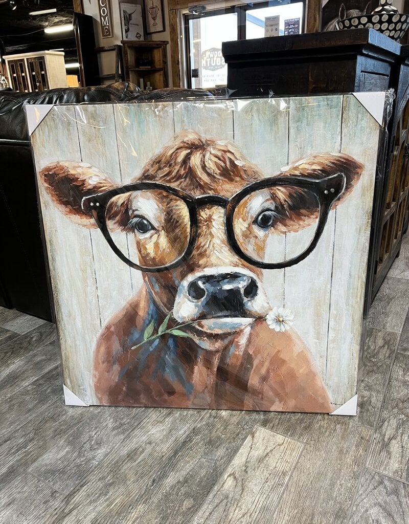 Brown Cow w/Glasses Canvas