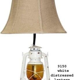 Distressed Lantern Lamp - White
