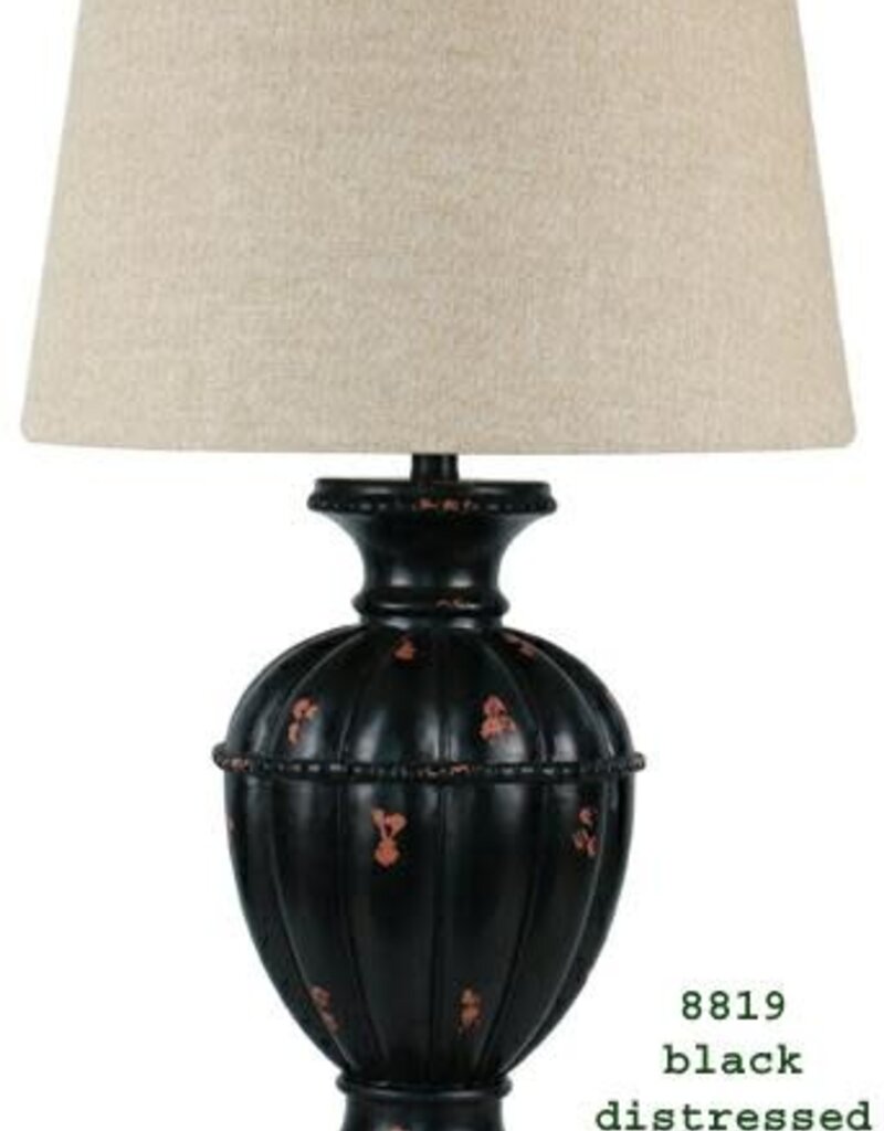 Black Distressed Nail Head Lamp