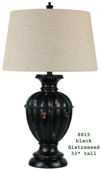 Black Distressed Nail Head Lamp
