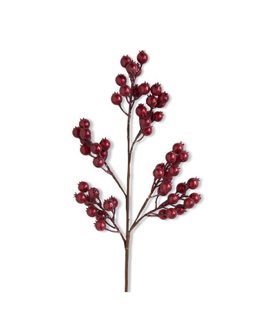 Red Crackle Glitter Rosehip Stem 27"L