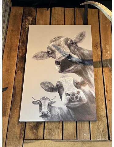 Triple Cow Canvas (B&W)