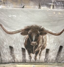 Longhorn in fence Canvas  38x46