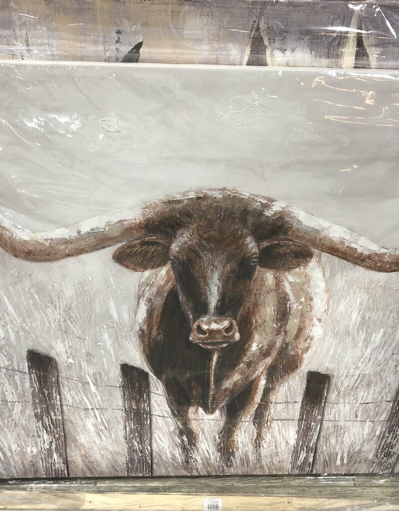 Longhorn in fence Canvas  38x46