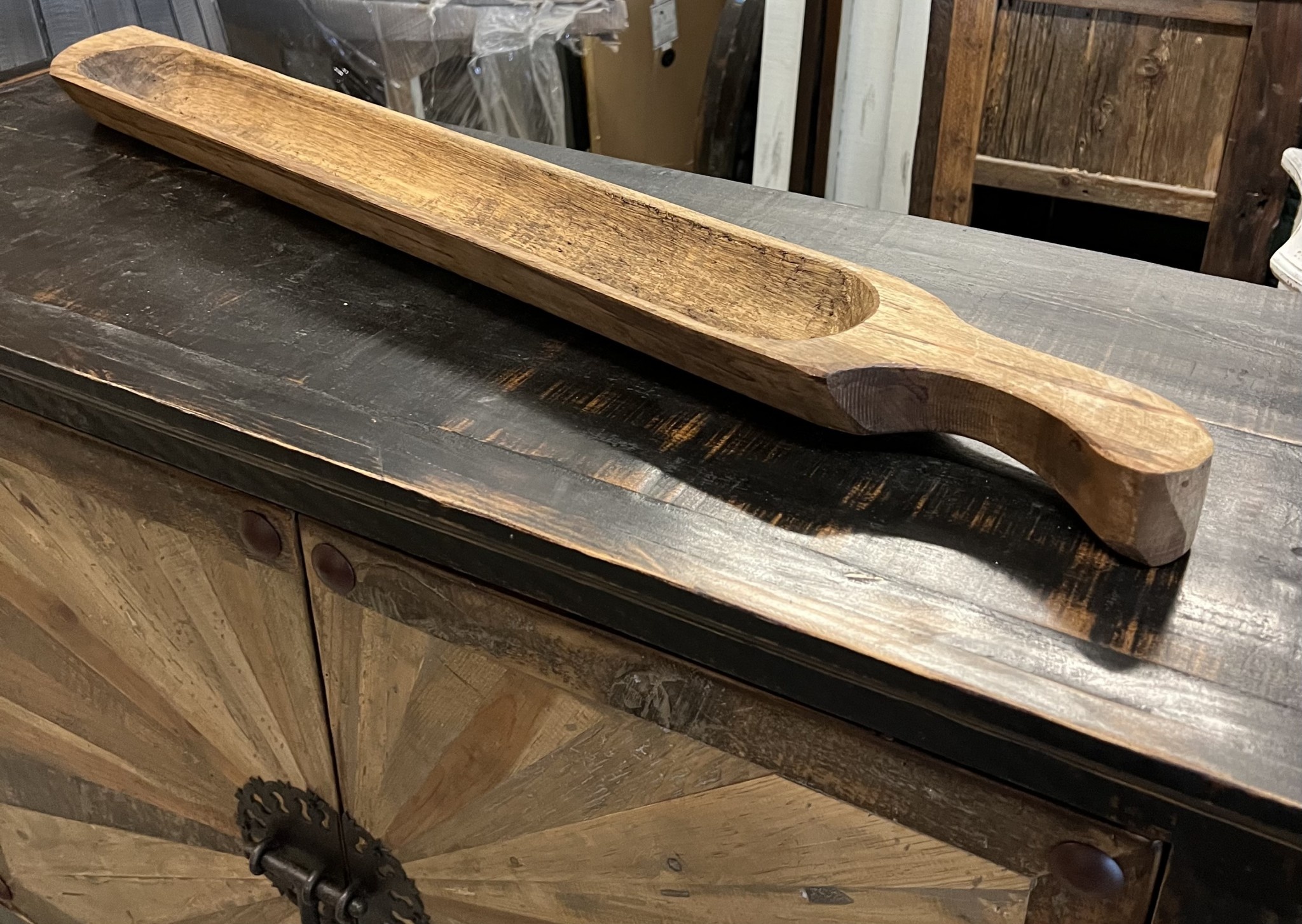 Long Wooden Bowl w/Handle