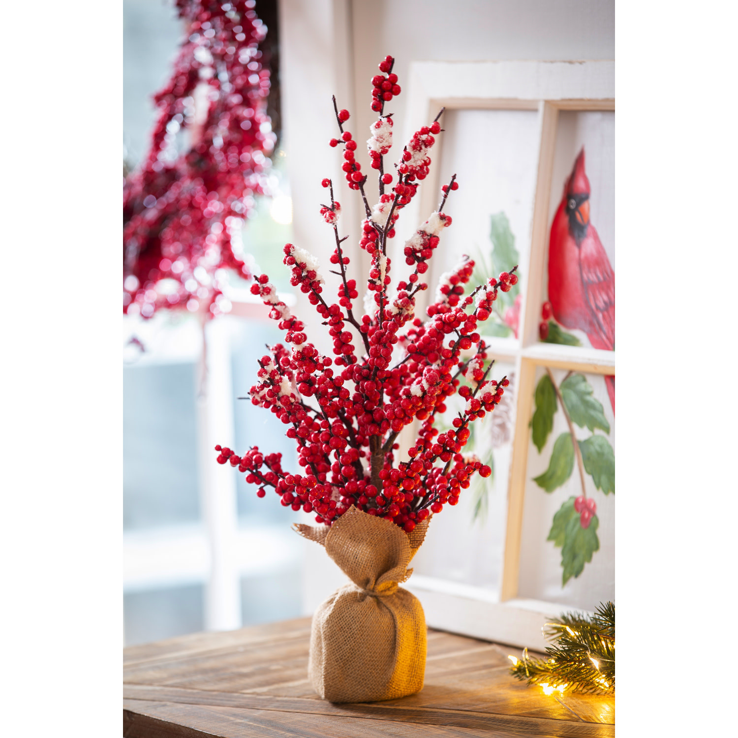 20" Red Berry Tree with Burlap Pot