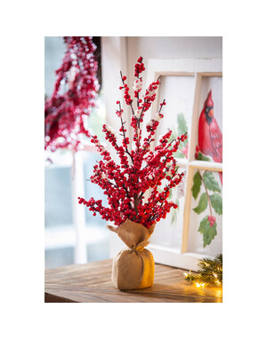 20" Red Berry Tree with Burlap Pot