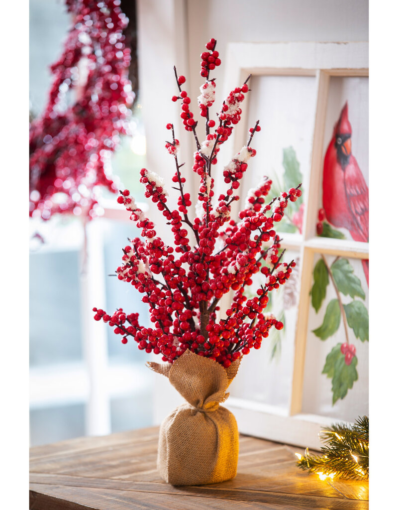 20" Red Berry Tree with Burlap Pot