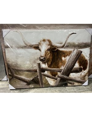 Spotted Longhorn Side Fence Canvas