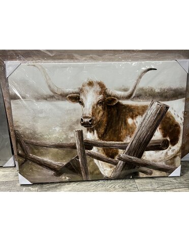 Spotted Longhorn Side Fence Canvas