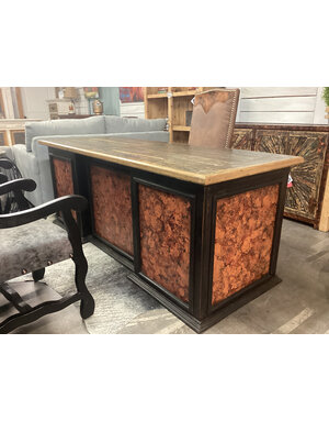 El Maestro 5 Drawer Desk - Black/Red Oxidize