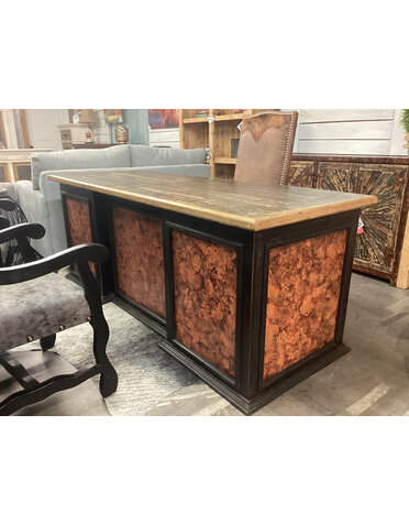 El Maestro 5 Drawer Desk - Black/Red Oxidize