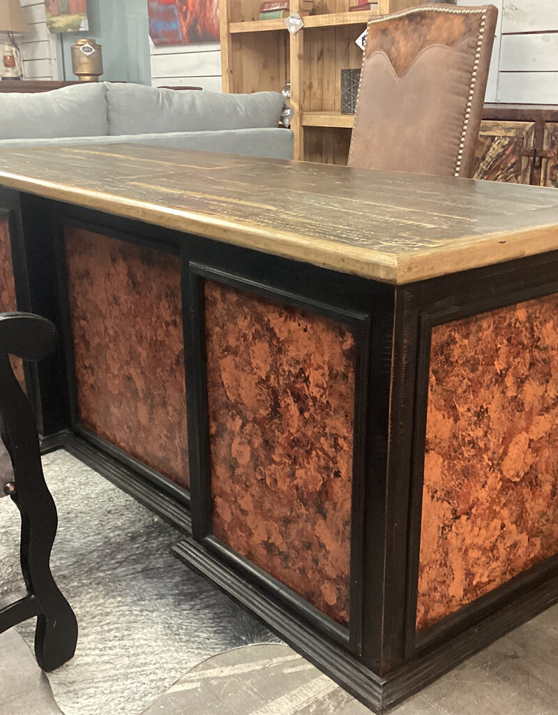 El Maestro 5 Drawer Desk - Black/Red Oxidize