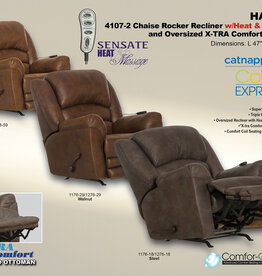Jackson Furniture Hayden Rocker/Recliner w/Heat & Massage EXTENDED OTTOMON - Auburn