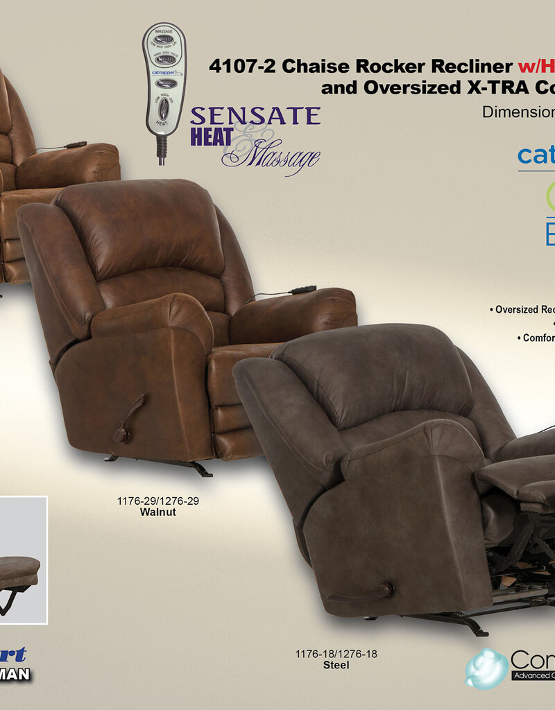 Jackson Furniture Hayden Rocker/Recliner w/Heat & Massage EXTENDED OTTOMON - Auburn