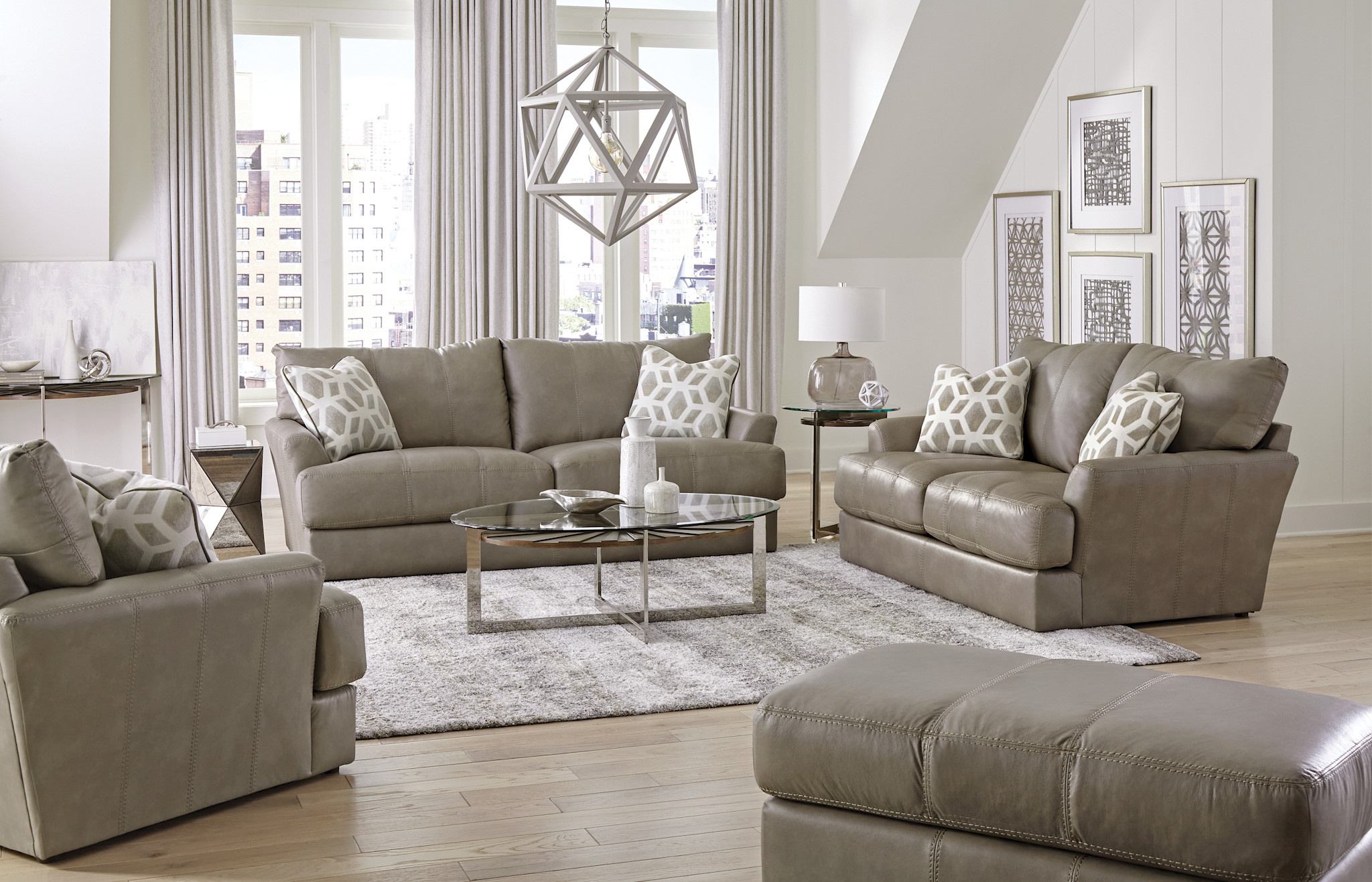 Prato Loveseat Italian Leather Putty