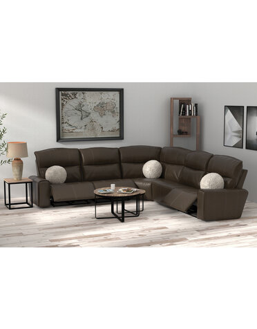 Tramonti Power Reclining Leather Sectional - Chocolate