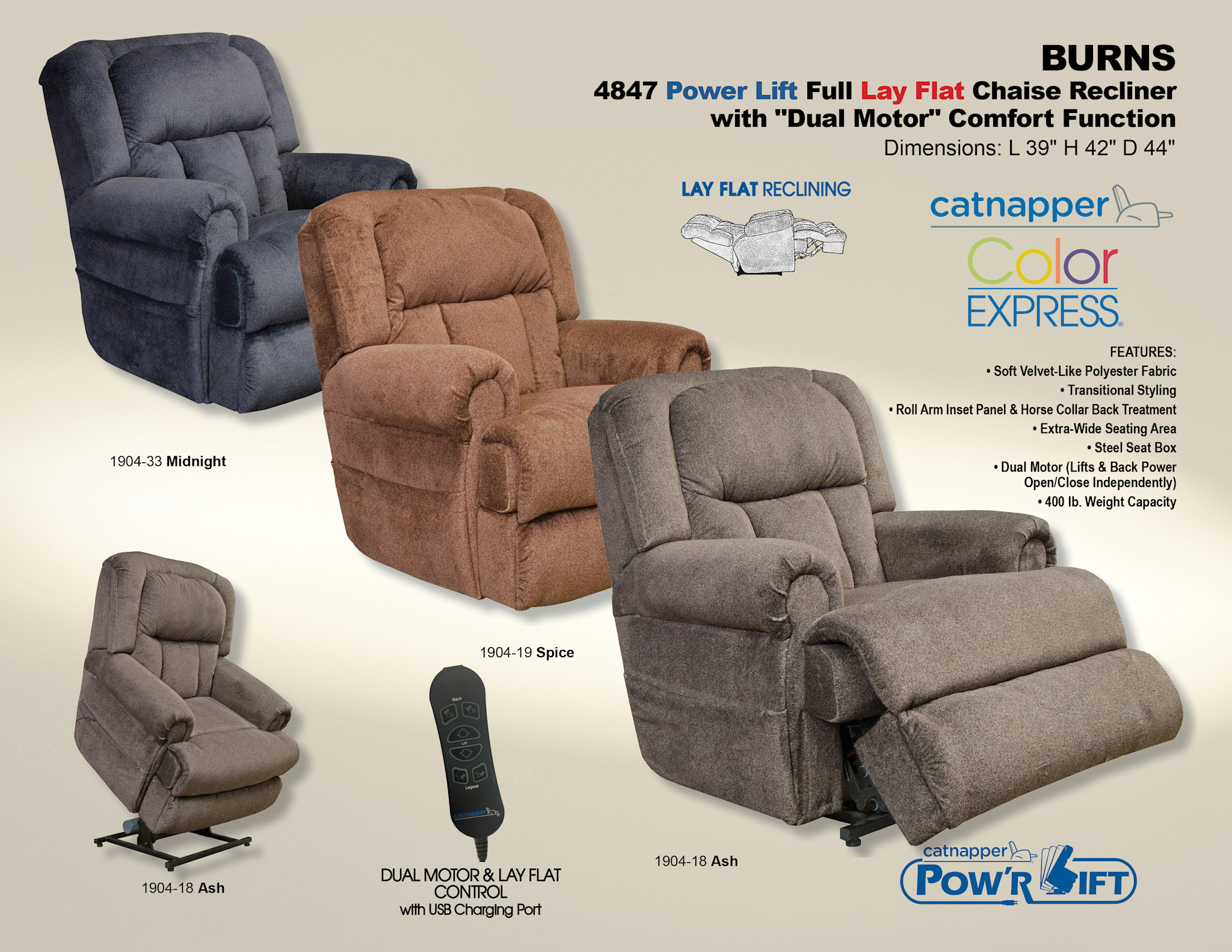 Burns Power Lift Chair - Ash