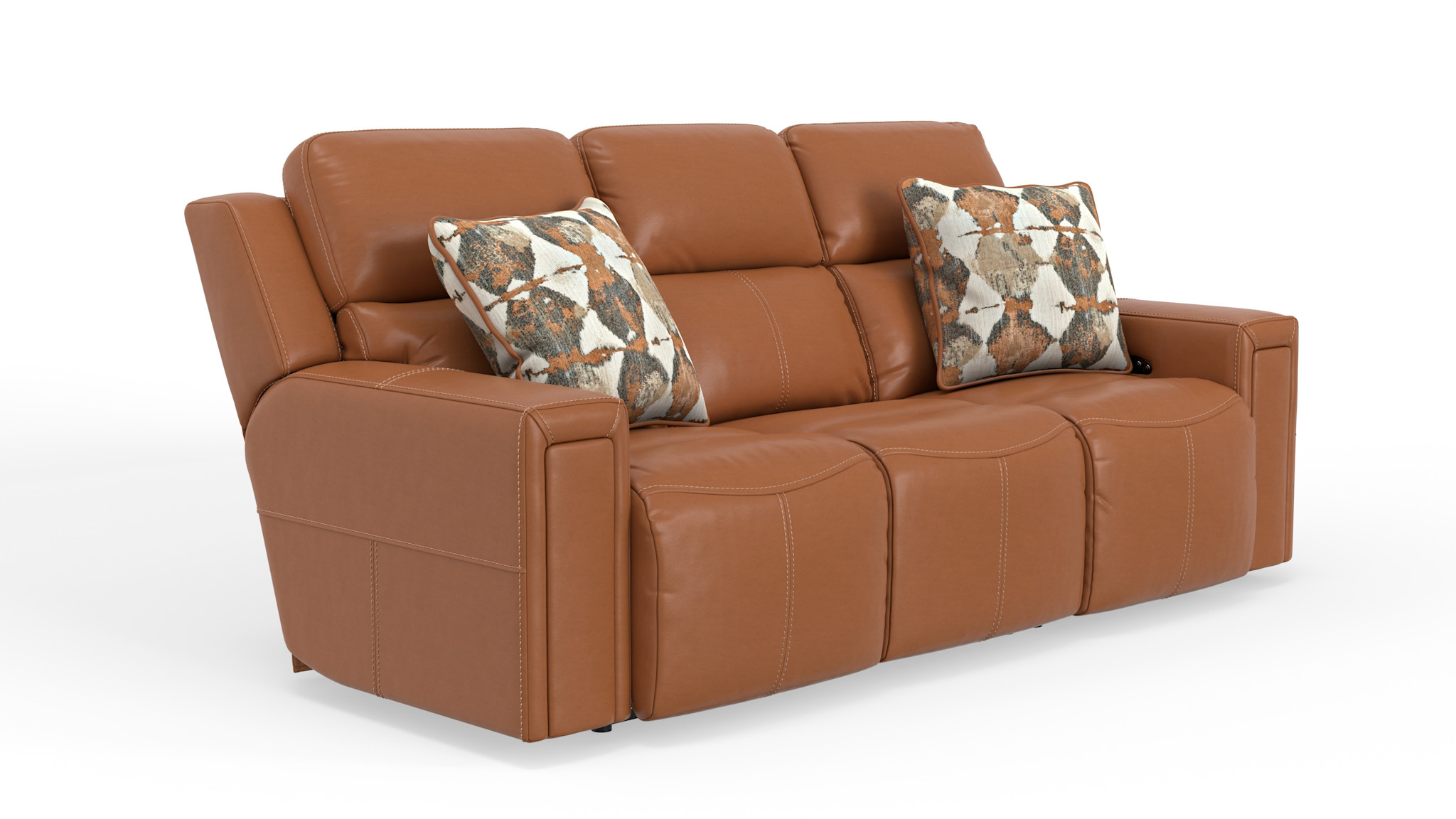 Arezzo Leather Zero Gravity Power Reclining Ext Ottoman Sofa - Whiskey