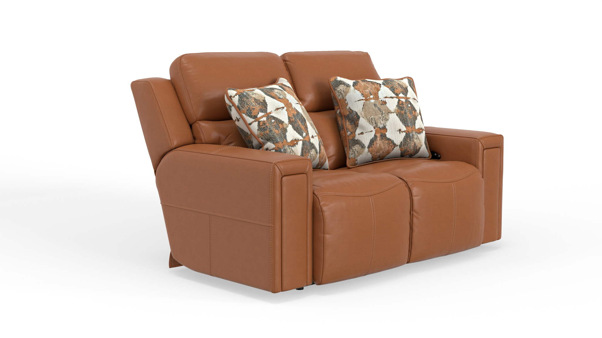 Arezzo Leather Zero Gravity Power Reclining Ext Ottoman Loveseat - Whiskey
