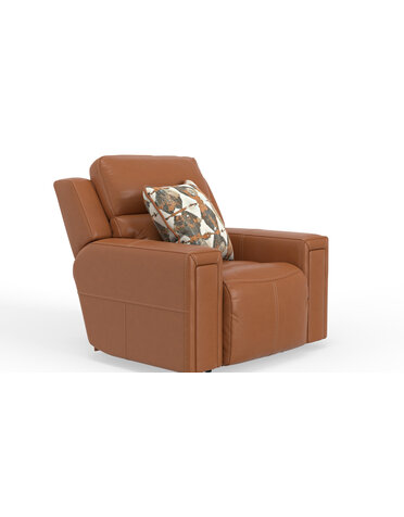 Arezzo Leather Zero Gravity Power Recliner Ext Ottoman - Whiskey