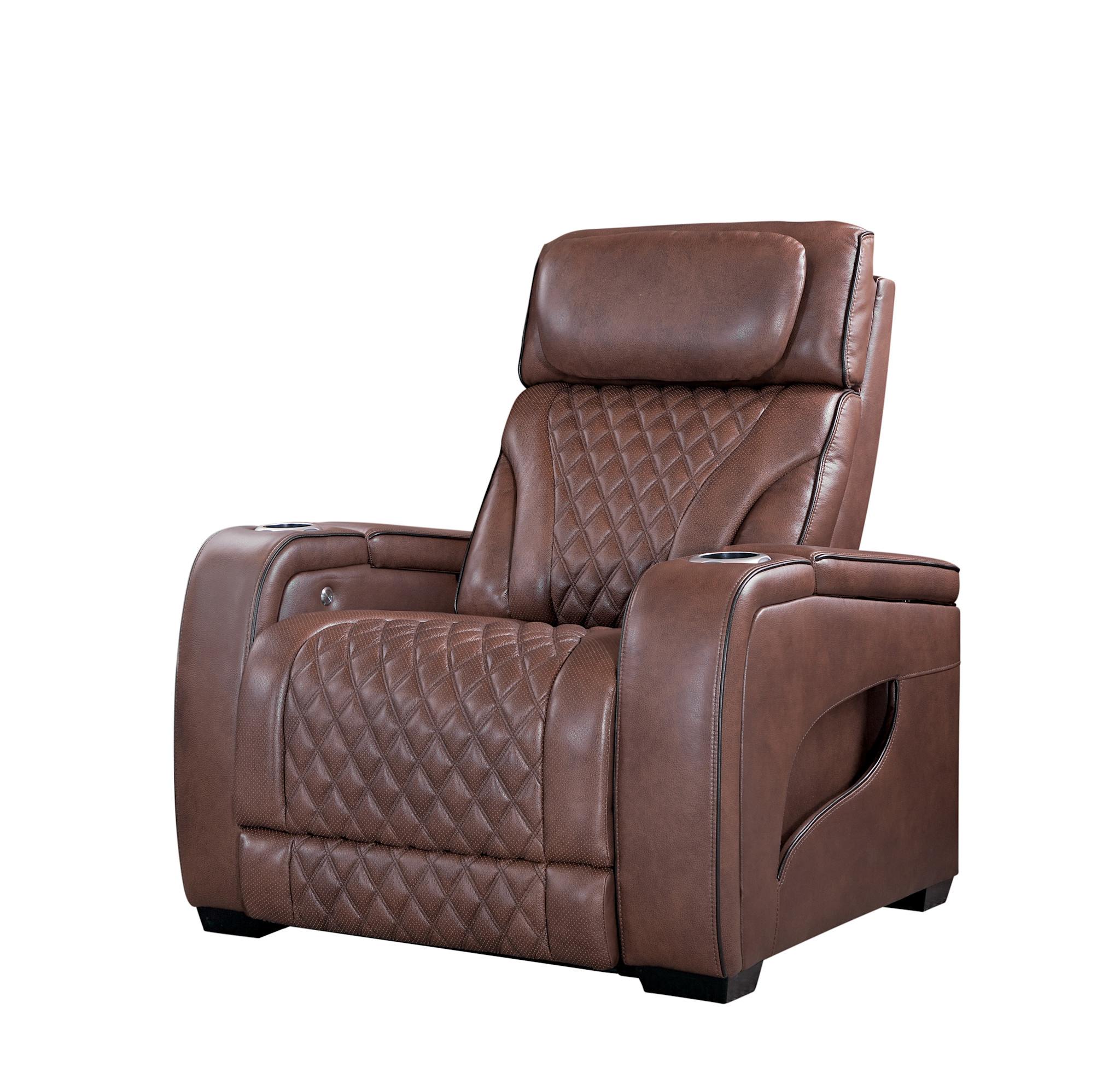 Como Tuscany Leather Zero Gravity Power Head & Massage Recliner - Cinnamon