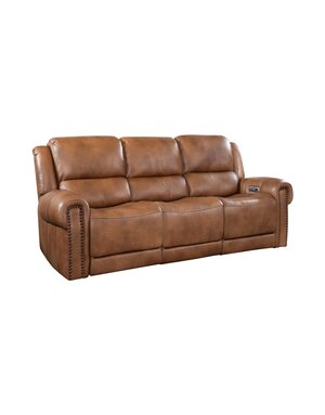 Cordoba Power Head Reclining Leather Sofa - Cognac