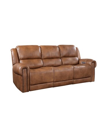 Cordoba Power Head Reclining Leather Sofa - Cognac