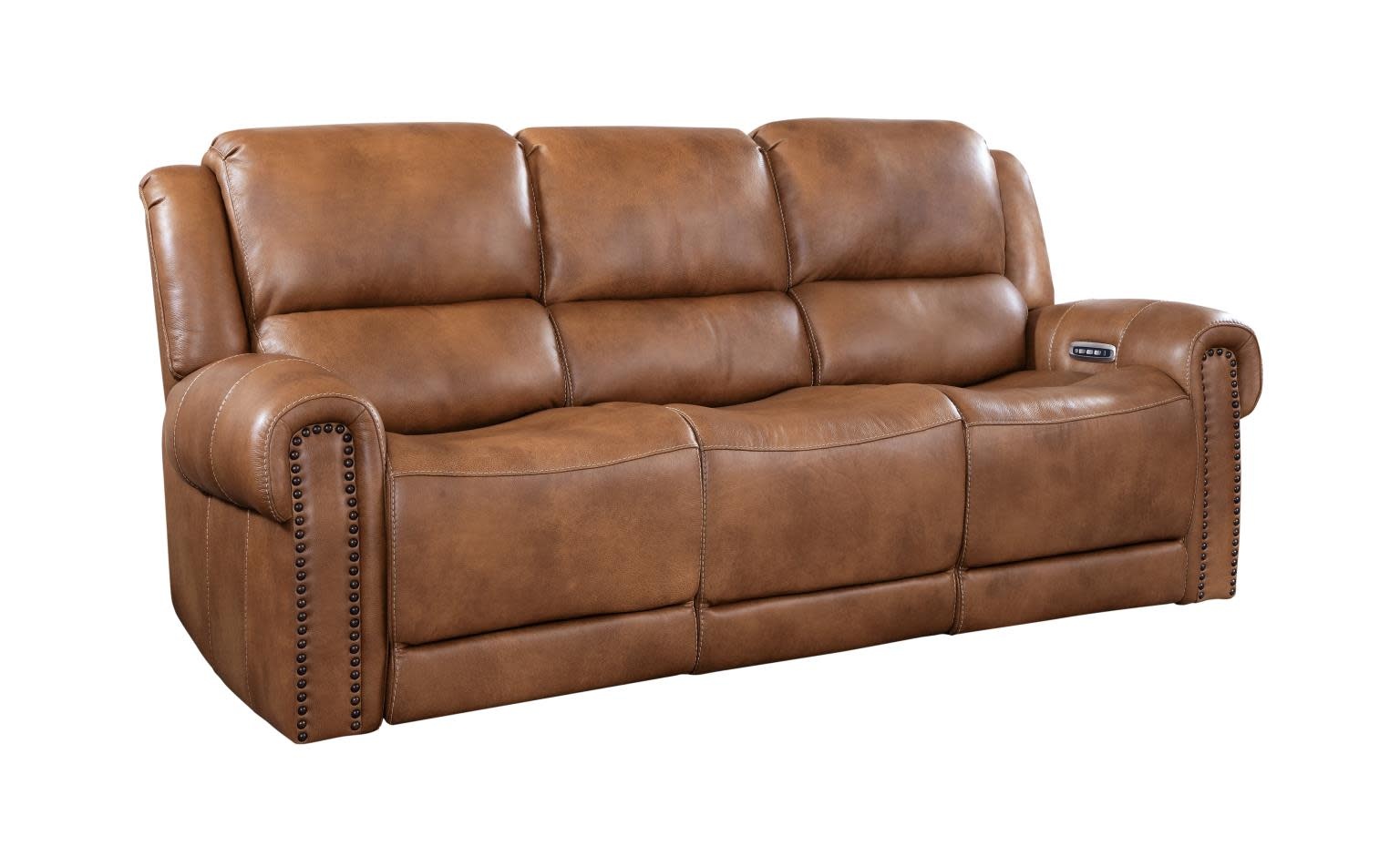 Cordoba Power Head Reclining Leather Sofa - Cognac
