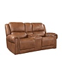 Cordoba Power Head Reclining Leather Loveseat w/Console - Cognac