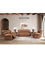 Cordoba Power Head Reclining Leather Loveseat w/Console - Cognac
