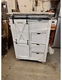Sliding Barn Door Chest with X on Doors - White