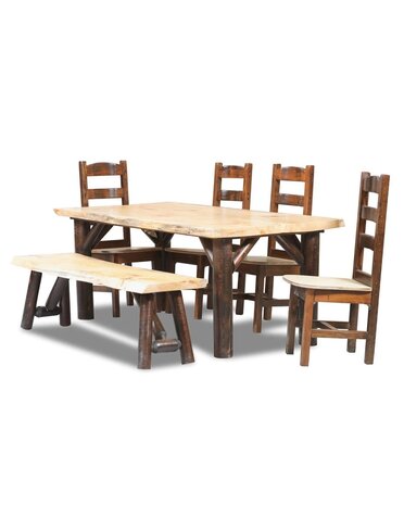 High Back Rustic Chair - Walnut/Natural