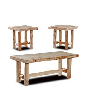 Rustic Log End Table - Golden Oak