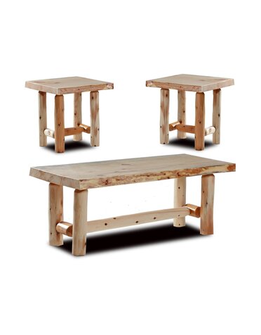 Rustic Log End Table - Golden Oak