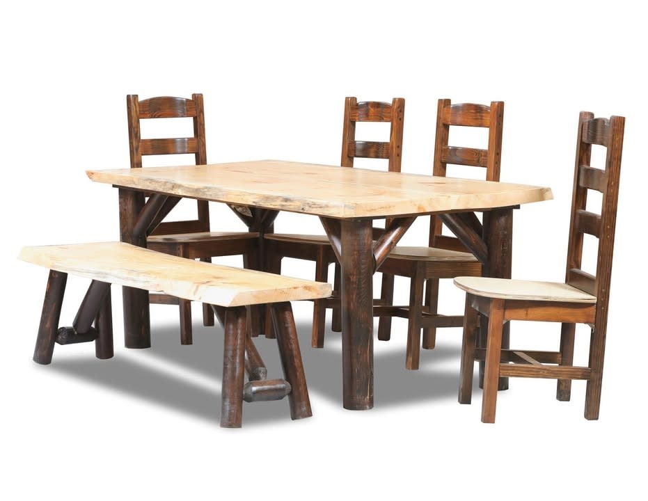 6' Log Harvest Dining Table - Walnut/Natural