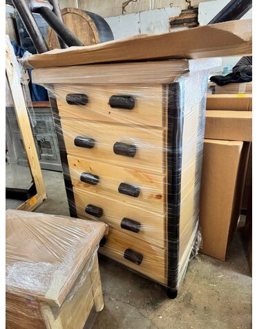 Rustic Log 5 Drawer Super Chest - Natural/Walnut