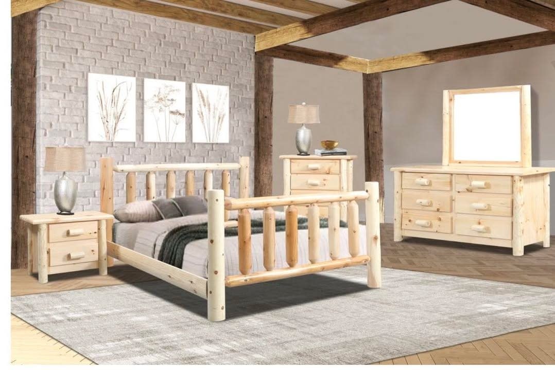Rustic Queen Log Bed - Natural