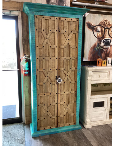 42" Israel Cabinet - Turquoise/Natural