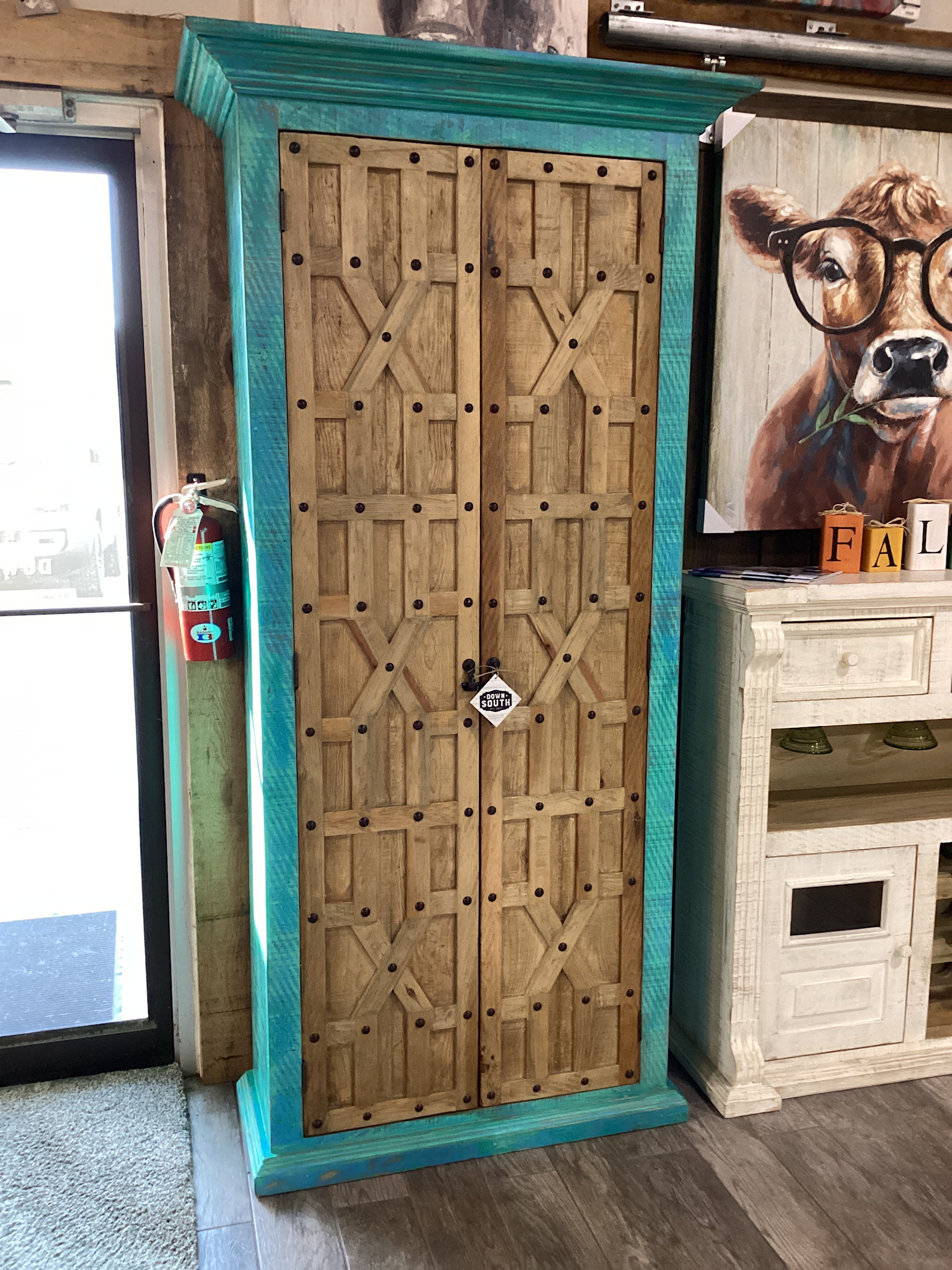 42" Israel Cabinet - Turquoise/Natural