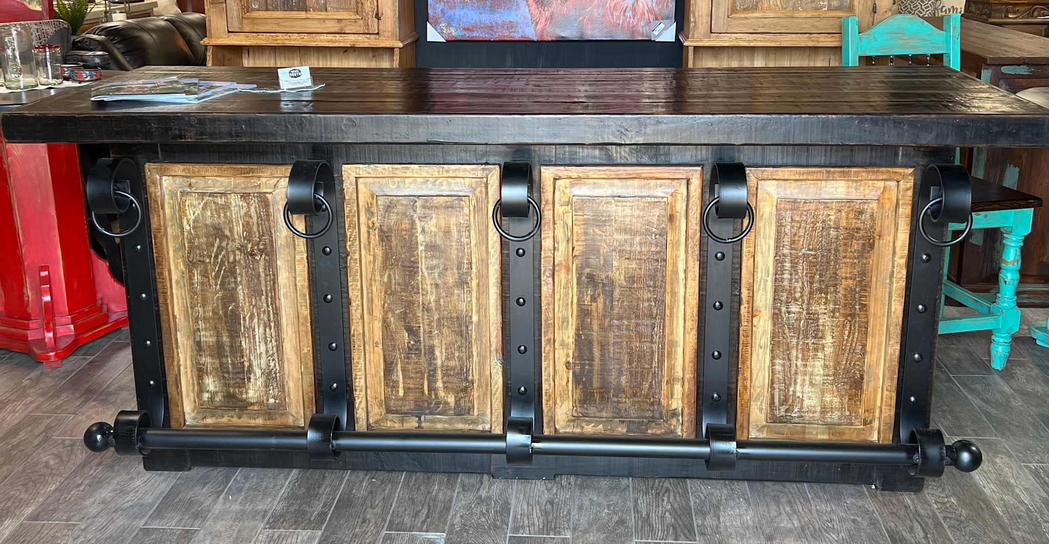96” Pancho Villa Bar - Black  (Needs Live Edge Slab)