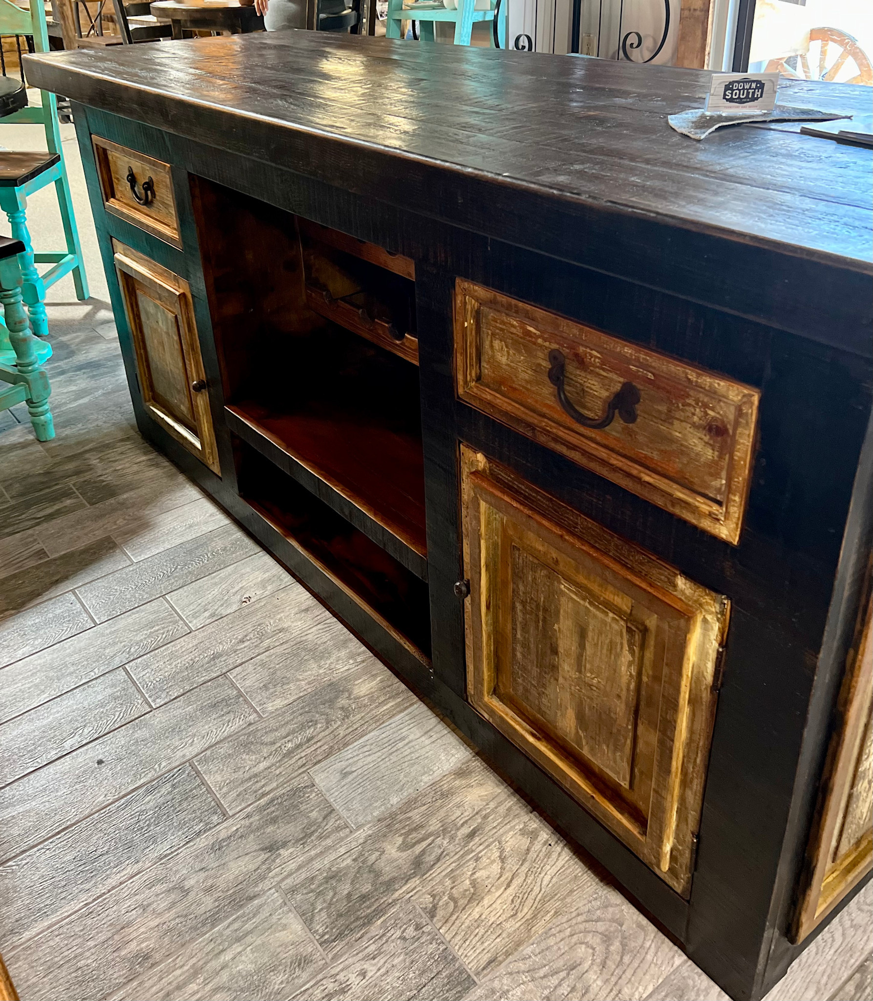96” Pancho Villa Bar - Black  (Needs Live Edge Slab)
